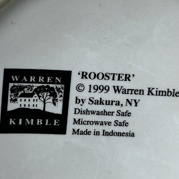 2 Warren Kimble Rooster Mug by Sakura, NY Vtg 1999 Stoneware two Mugs Farmhouse - Picture 4 of 4